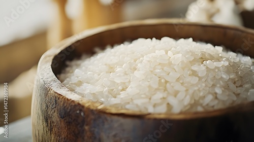 Close-up of grains like rice and wheat as essential food security staples photo