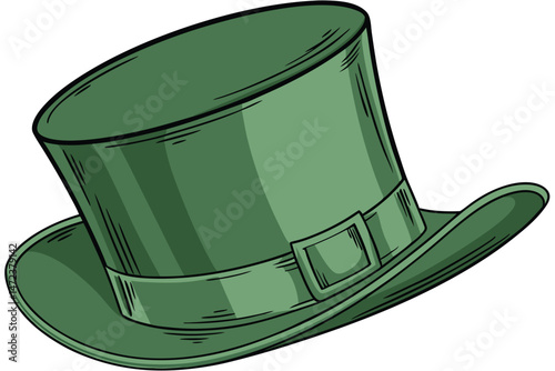 46 high quality, detailed, photorealistic image of a green felt top hat, top hat is freshly polished, shiny and dramatic lighting, glossy top hat, elegant, classy, premium quality materials, stunning 