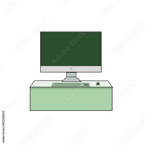 Minimalist computer workstation illustration