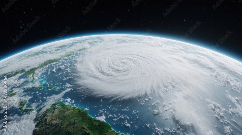 Obraz premium Hurricane from Space: Earth, Storm, Climate Change
