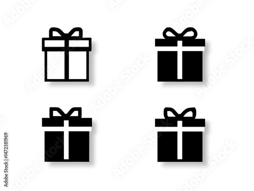 Four gift box icons, representing presents, commonly given during celebrations like birthdays, holidays, or achievements.