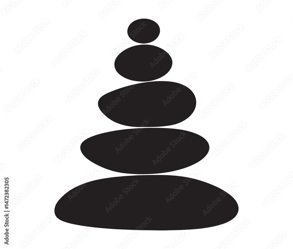 Silhouette of stacked pebbles. Silhouette zen stones isolated on white background. Silhouette of stacked pebbles. Silhouette zen stones isolated on white background.
