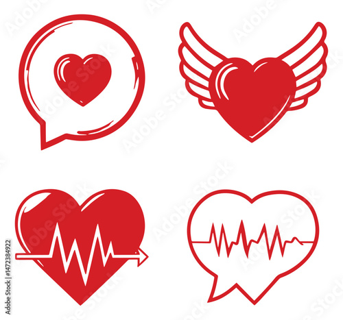 Wallpaper Mural A set of red heart icons. Torontodigital.ca