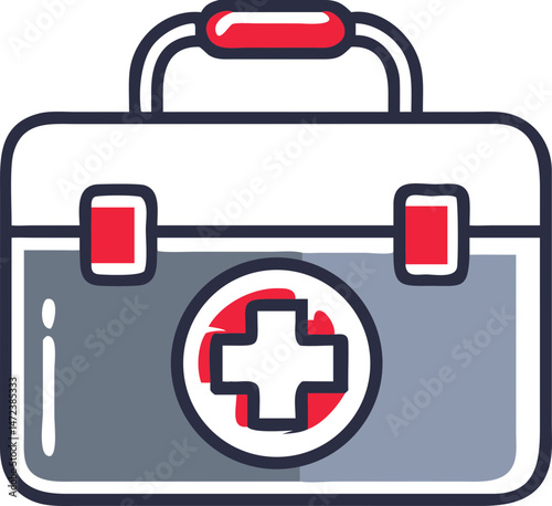 Medical kit icon in simple design for health and safety themes copy space