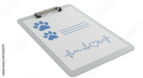 фотографія Isolated Veterinary Clipboard with Paw Prints