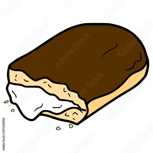 bitten eclair illustration hand drawn isolated vector