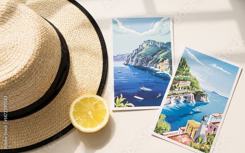 summer, Amalfi Coast, Italy, Straw Hat, Postcards, Lemon, Coastal Views