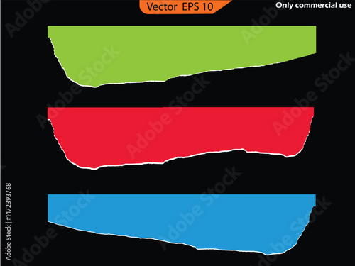 Set of vector banners. Paper different scraps set ripped page piece. Torn note paper page. Ripped note notebook grainy paper strips stuck. EPS 10	
