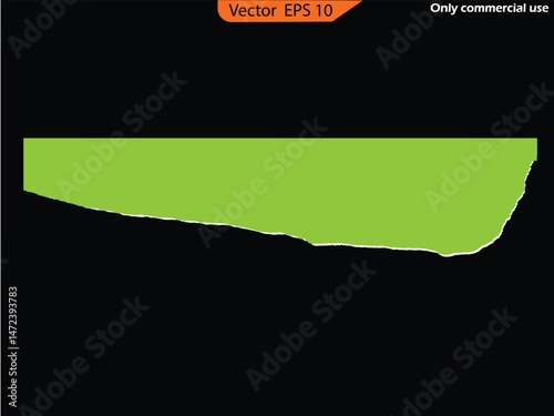 Green torn paper with space for text. Set of vector banners. Paper different scraps set ripped page piece. Torn note paper page. Ripped note notebook grainy paper strips stuck. EPS 10	