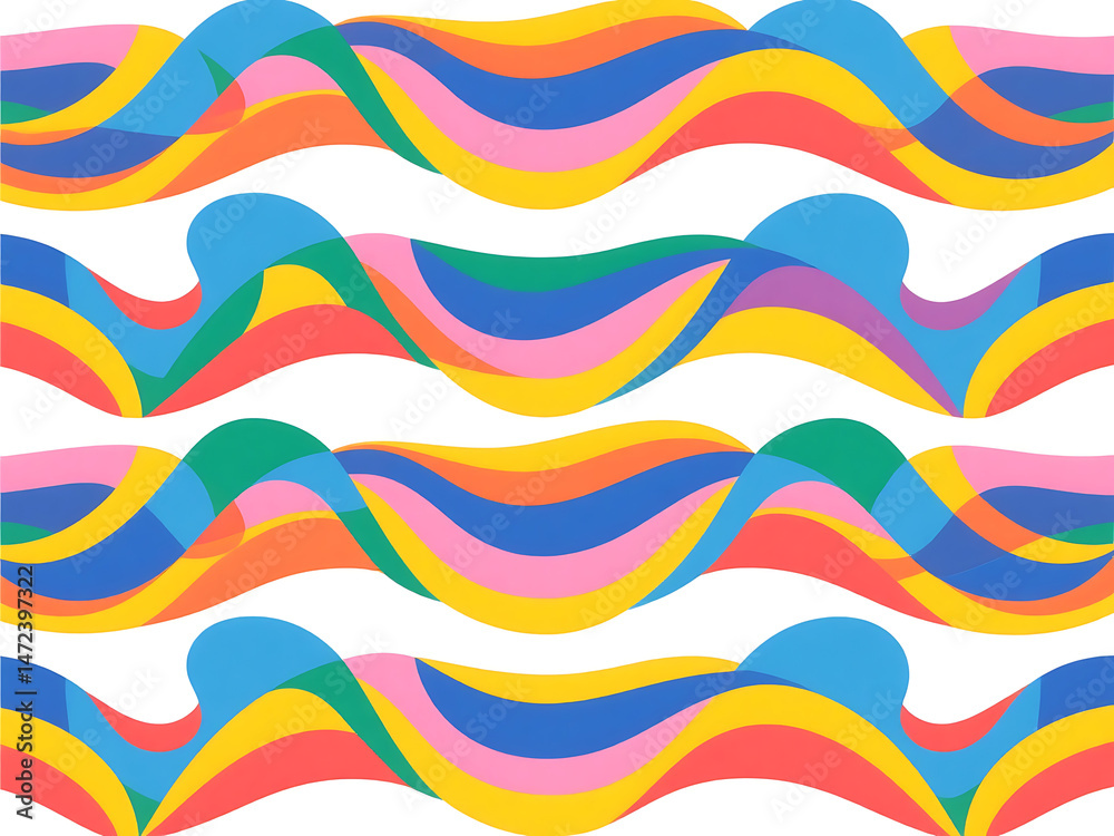 Fototapeta premium Colorful seamless vector pattern with curvy geometric waves. Perfect for backgrounds, textiles, packaging, and modern digital templates.