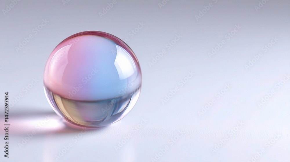 Soft Pastel Transparent Orb Reflecting Light on Smooth Surface Soft Pastel Transparent Orb Reflecting Light on Smooth Surface