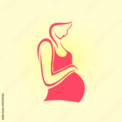 Pregnant woman trendy artwork wonderful abstract vector illustration colorful useful design