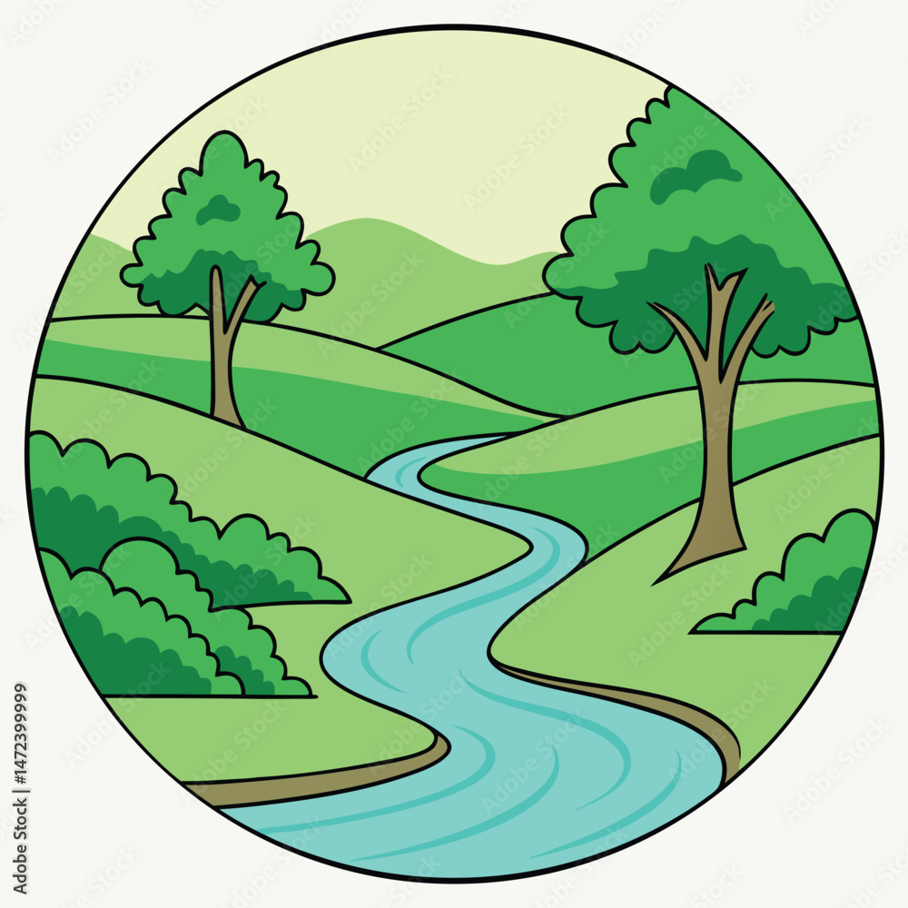 Fototapeta premium landscape with trees and mountains