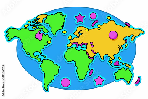 map of the world with a white background