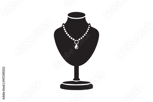 simple and unobtrusive mannequin stand for jewelry necklace vector silhouette illustration isolated in white background