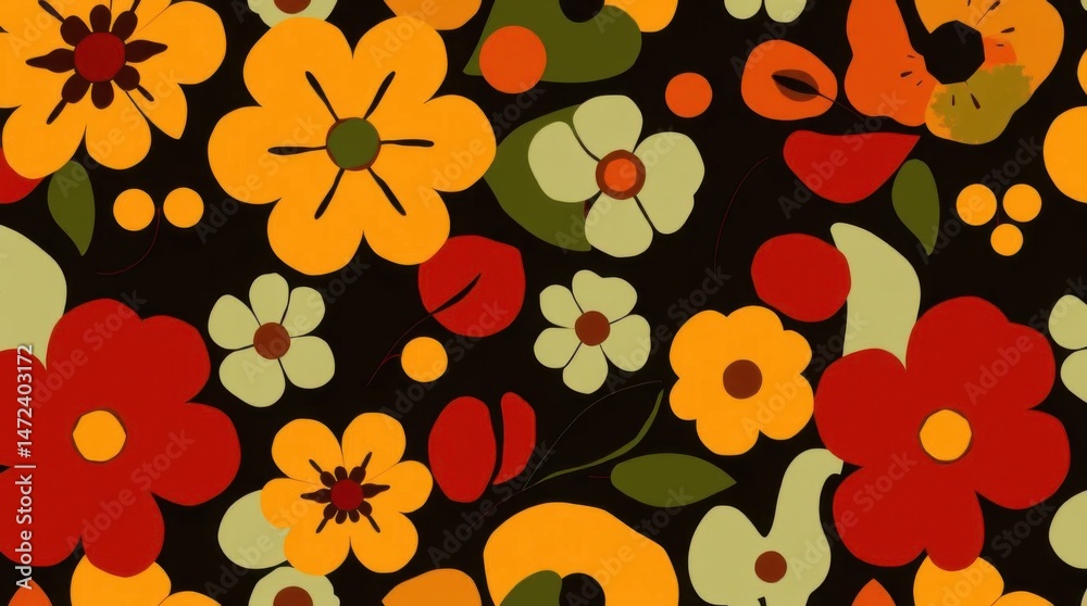 Retro 70s Floral Pattern Seamless Design Retro 70s Floral Pattern Seamless Design