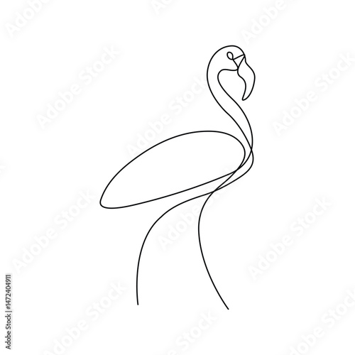 Heron bird continuous one line art outline simple vector drawing minimalist best use for logo