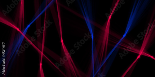 Colorful abstract neon lines tech graphic design. Futuristic laser background. Vector illustration. Dark abstract background. Neon blurred futuristic lines. Ultraviolet light waves, rays. 