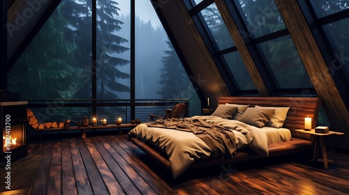 A Cozy Mountain Retreat A Frame Cabin Ambiance Perfect Escape Into Nature Surrounded By Wilderness