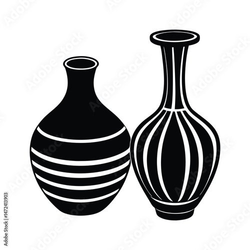 Vases illustration vector art  ceramic vase isolated on white background