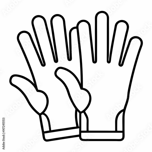 Work Gloves Outline for Occupation-Themed Coloring Book Page Featuring Safety Gear and Hand Protection Elements