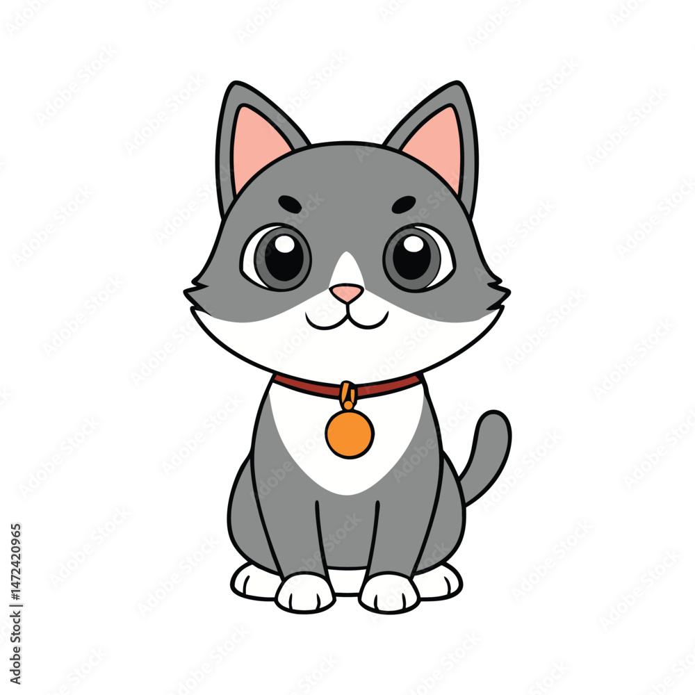 Fototapeta premium Happy Cat Day Cartoon Design Artwork Adorable Kitten Drawing for Celebration