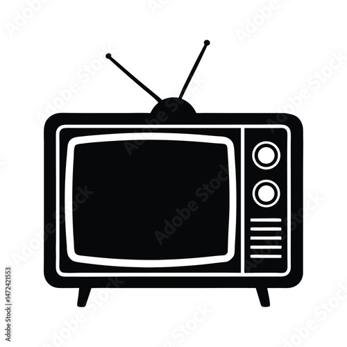 This old retro television set with an antenna shows vintage broadcast technology