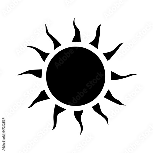 Black Sun Icon - Minimalist Solar Symbol
