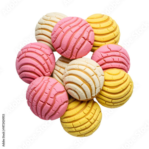 Overhead View of Colorful Mexican Conchas
