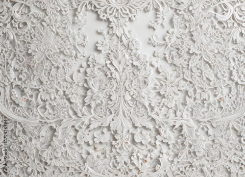 Wallpaper Mural Intricate lace pattern, classic design, rich texture  White background highlights ornate details , textile, classic, pattern Torontodigital.ca