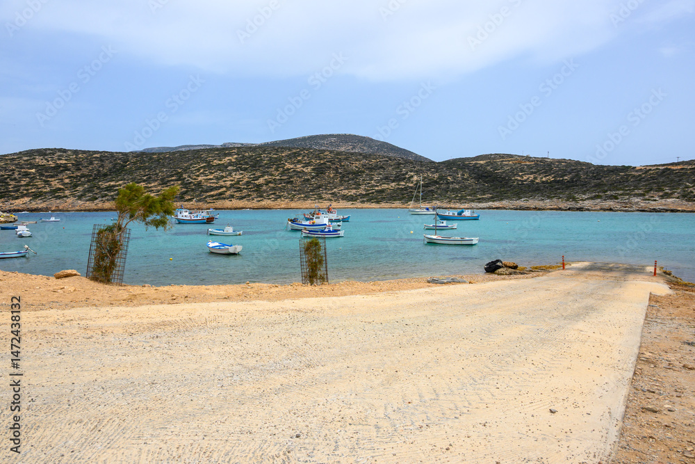 Obraz premium The beach of Kalotaritissa in Amorgos located on the southern side of the island. Cycades, Greece