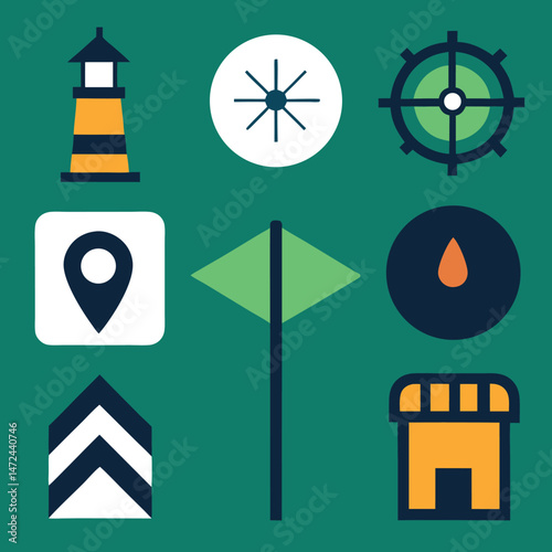 simple vector icons of navigational signs     .eps
