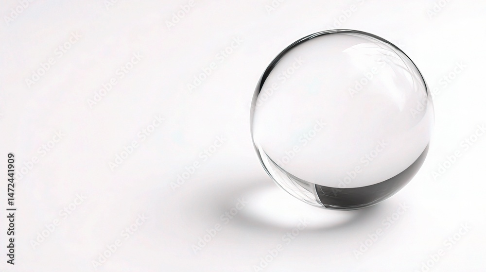 Minimalist Transparent Glass Sphere on Blank Background Minimalist Transparent Glass Sphere on Blank Background