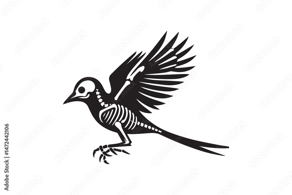 Obraz premium simple and unobtrusive Bird Skeleton vector silhouette illustration isolated in white background