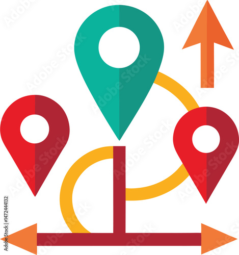 vector set of directional arrows and location mark.eps