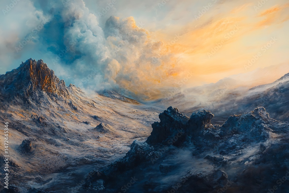 Obraz premium Majestic mountain range, dramatic cloudscape