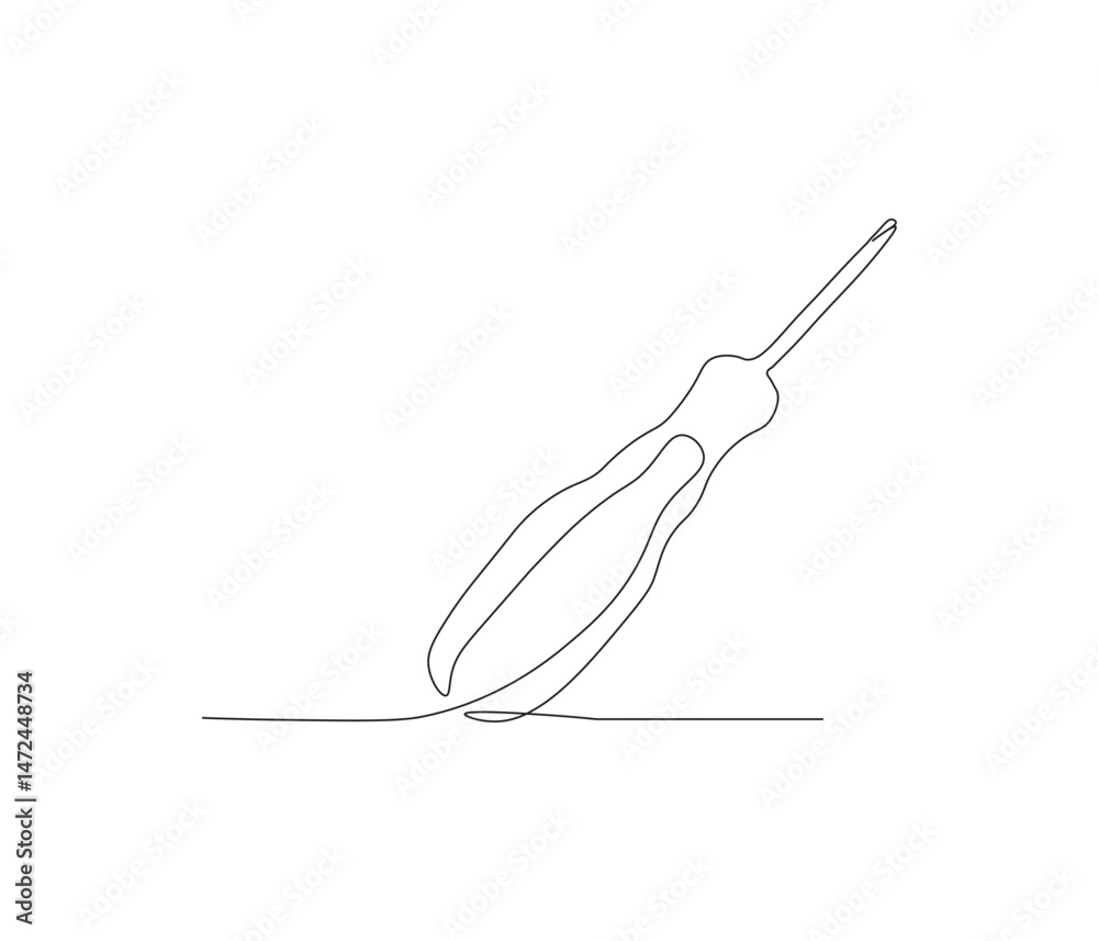 Fototapeta premium One continuous line drawing of screwdriver. single line illustration of screwdriver tool equipment. editable outline