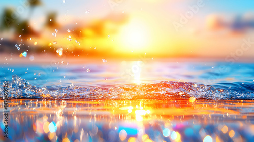 Vibrant sunrise over ocean waves
