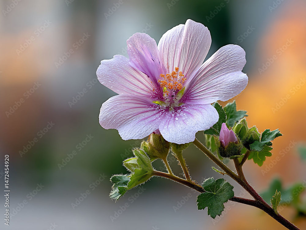 Obraz premium Delicate pink bloom reaches for the light