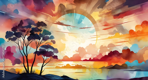 sunset in the mountains