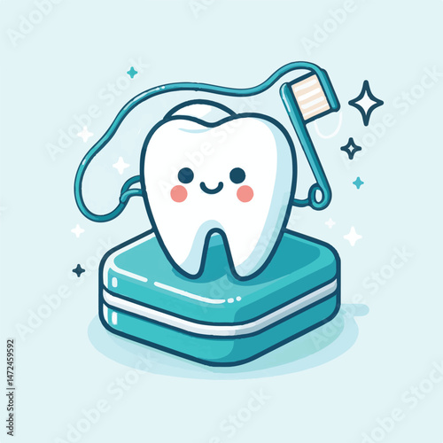 care, hygiene, dental, tooth, floss, oral, dentistry, health, mouth, healthy, dentist, clean, medical, smile, treatment, face, flossing, fresh, white, whitening, clinic, person, teeth, happy, illustra