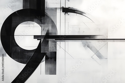 Abstract graphic design with black and gray shapes