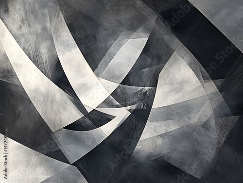 Abstract grayscale composition of intersecting planes