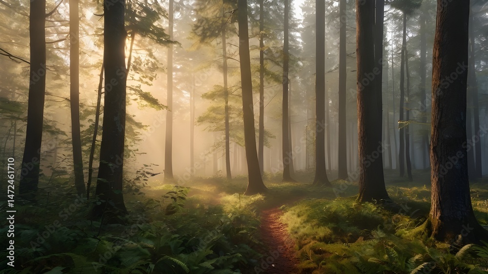 Naklejka premium fog in the forest