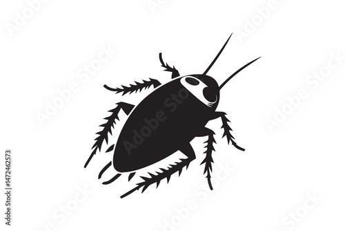 simple and unobtrusive Cockroach vector silhouette illustration isolated in white background