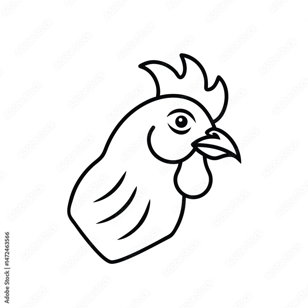 Fototapeta premium Chicken Head Pecking Outline