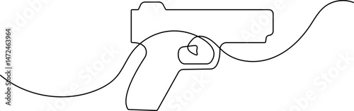 Minimalist gun one line drawing  isolated vector outline illustration
