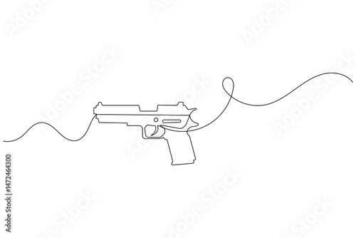 Minimalist gun one line drawing  isolated vector outline illustration
