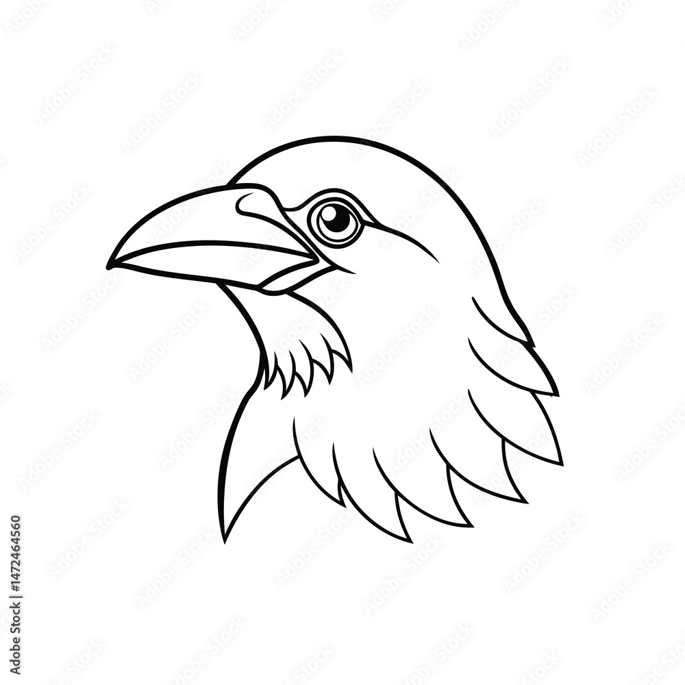 Obraz premium Crow Head Line Drawing