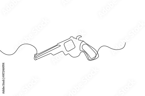 Minimalist gun one line drawing  isolated vector outline illustration
